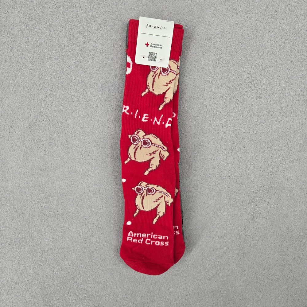 Friends Bioworld NWT OSFM American Red Cross Crew Socks 2 Pair Turkey